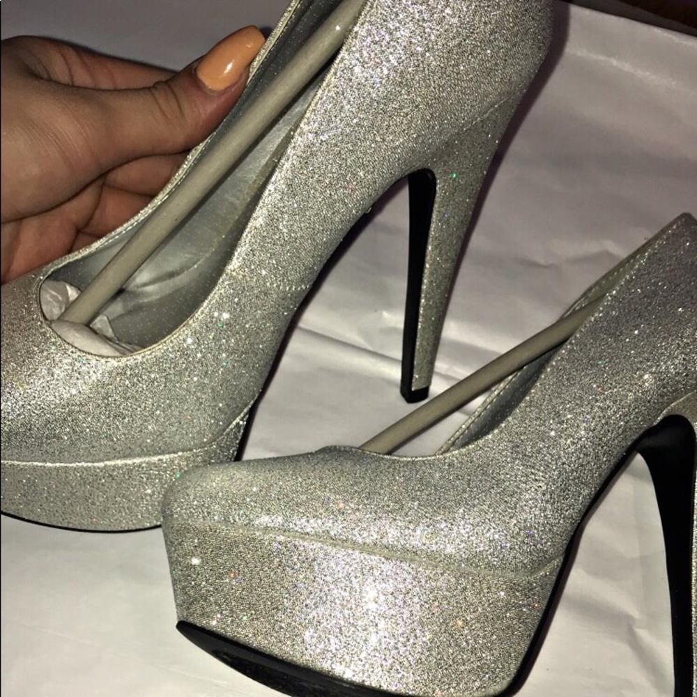 Silver Glitter Pumps